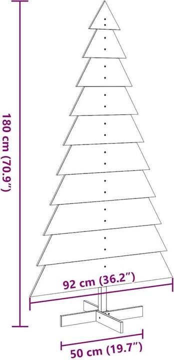 Actual product image VidaXL Christmas tree wood Christmas tree decoration wooden tree white 180cm solid pine wood (180 cm)