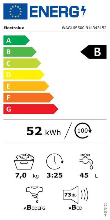 Energie-Label Electrolux WAGL6S500 (7 kg, Links)