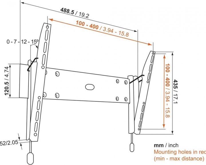 Image du produit Physix PHW-200L, support mural inclinable pour téléviseurs jusqu'à 50". (Mur, 50", 45 kg)