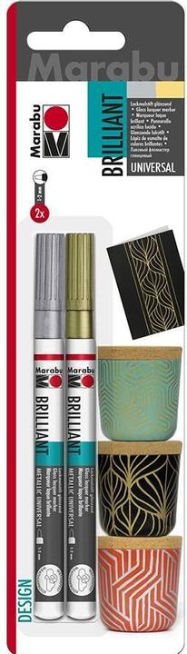 Produktbild Marabu Lackmalstift BRILLIANT painter (Silber, Gold, 2 mm, 2 x)