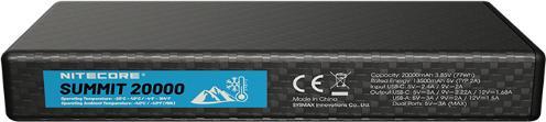 Immagine prodotto Nitecore Powerbank SUMMIT20000 - 20000mAh, resistente al freddo (20000 mAh, 30 W, 77 Wh)