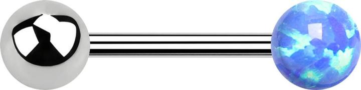 Produktbild Star Piercing Barbell Innengewinde silber mit Kugel und Kugel Opal blau (ohne Messing, Chirurgenstahl 316L)
