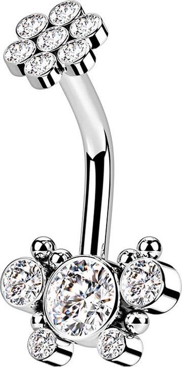 Actual product image Star Piercing Banana internal thread silver crystal flower and butterfly (Surgical steel 316L)