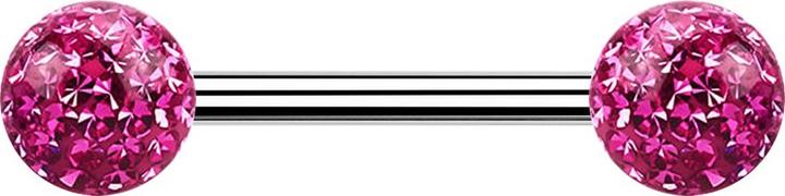 Immagine prodotto Star Piercing Barbell silver con due sfere di cristallo rosa Strato protettivo epossidico (Acciaio chirurgico 316L)