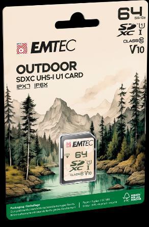 Actual product image Emtec SD 64GB UHS-I U1 V10 Outdoor (64 GB, SDXC, U1, UHS-I)