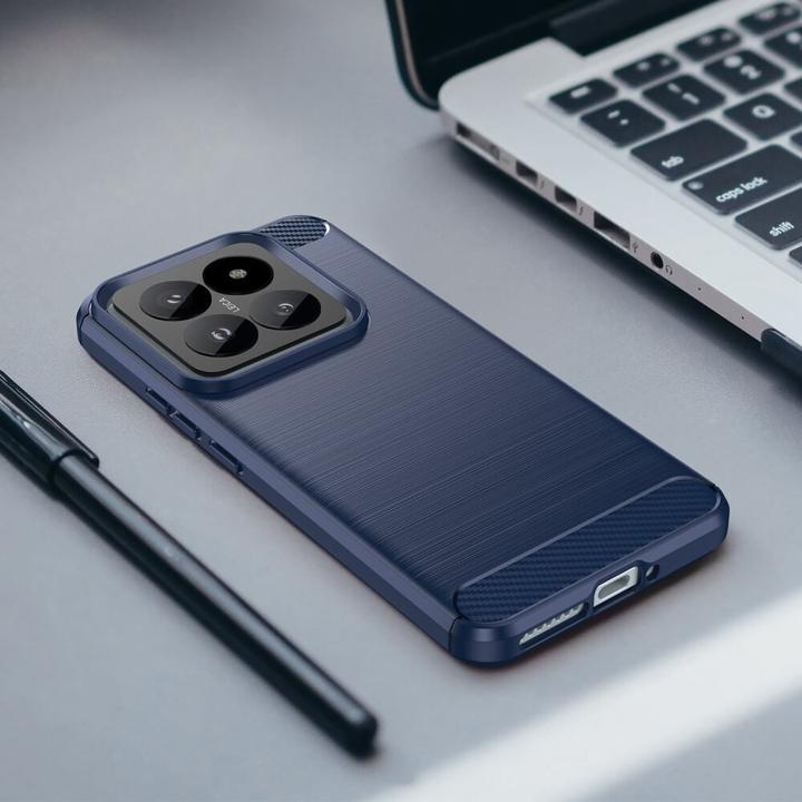Actual product image Cover-Discount Xiaomi 14 Pro - Metal Carbon Look Case blue (Xiaomi 14 Pro)
