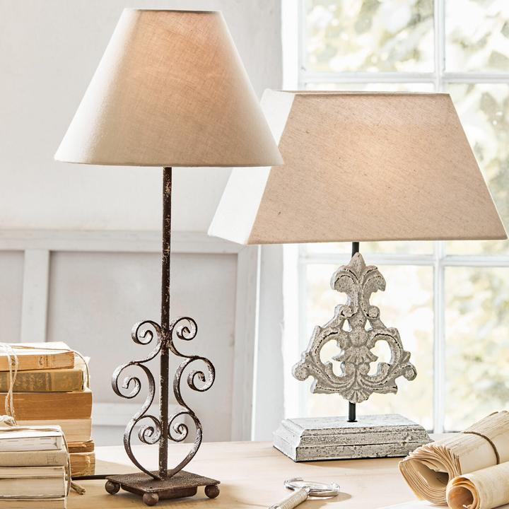 Actual product image Loberon Table lamp Clamart linen/antique brown (E27)