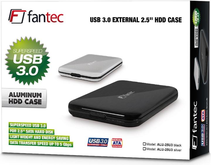 Actual product image Fantec ALU-25U3 CASE SILVER (2.5")