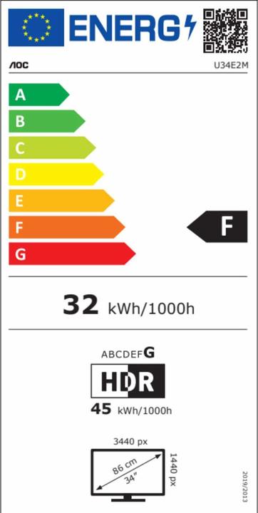 Energy Label AOC U34E2M (3440 x 1440 pixels, 34")