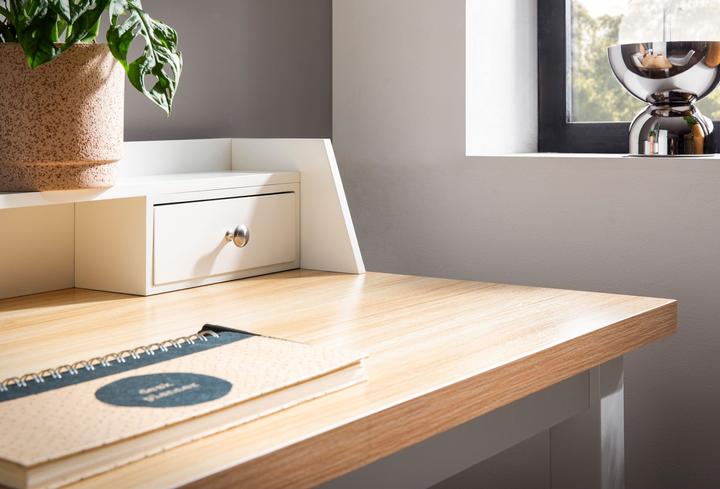 Produktbild FineBuy Schreibtisch Bürotisch 106 cm Weiss Schublade Platzsparend Computertisch