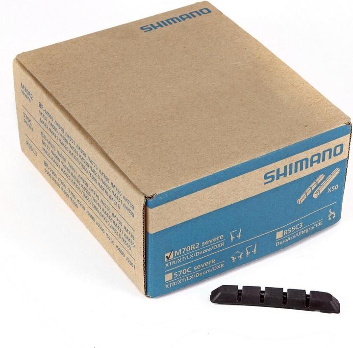 Actual product image Shimano M70R2 Brake Pads for Cartridge Brake Shoe for Alloy Rim (Shimano, Rubber)