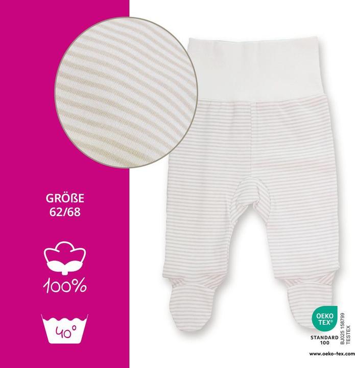 Actual product image La Loona LaLoona baby romper trousers 2-pack - Stripes - Light Taupe - (62)