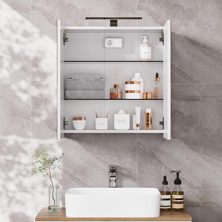 Image du produit Vichy Badspiegelschrank Lavio, Weiss, 60 x 60 cm mit LED-Beleuchtung (60 x 60 x 20 cm)