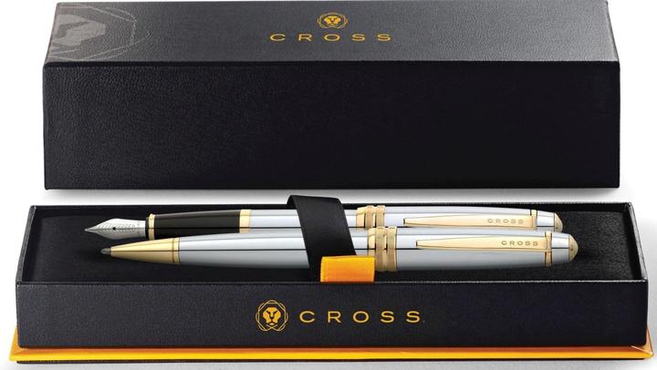 Produktbild Cross Schreibgeräteset Bailey Medalist Kugelschreiber + Füllhalter Glanzchrom/gold (Glanzchrom mit Goldapplikationen, 1 x)