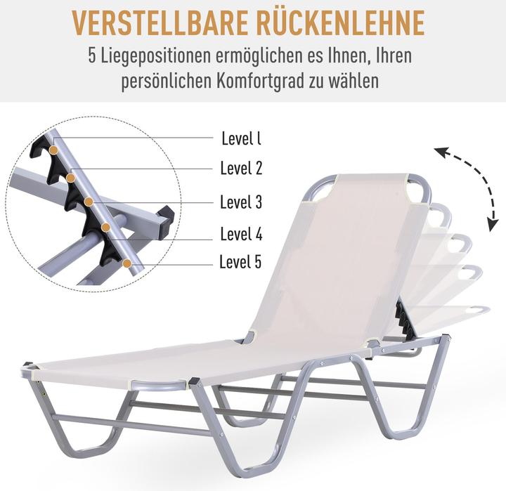 Immagine prodotto Outsunny Lettino prendisole con schienale regolabile (188 cm)