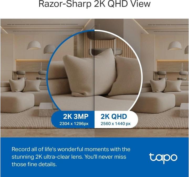 Produktbild TP-Link Tapo C220 4MP 360°-WLAN-Kamera MicroSD (2560 x 1440 Pixels)