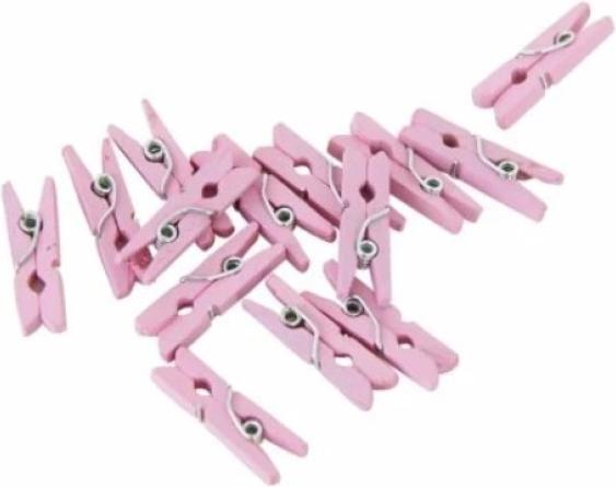 Actual product image Fiesta Mini wooden clothes pegs - pink - 24 pieces