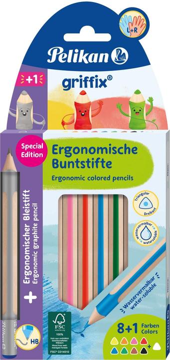 Image du produit Pelikan Coffret de crayons de couleur 8+1ST Griffix WV assortis (Couleurs assorties, crayon inclus, 10 x)