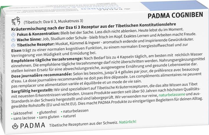 Nährwerte und Zutaten Padma Cogniben (60 Stück, Kapseln, 52 g)