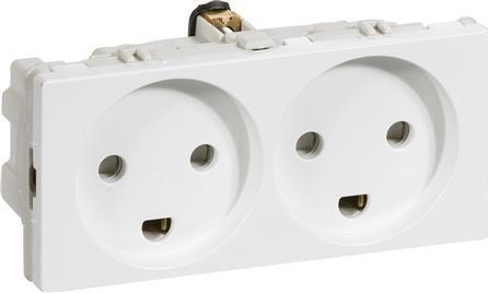 Produktbild LK FUGA®-Doppelsteckdose weiss, 2 Module waagerecht, 2-polig mit Erde. 16A 250V.