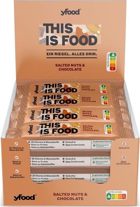 Produktbild YFood Salted Nuts & Chocolate (Salted Haselnut & Chocolate, 12 Stk., 720 g)