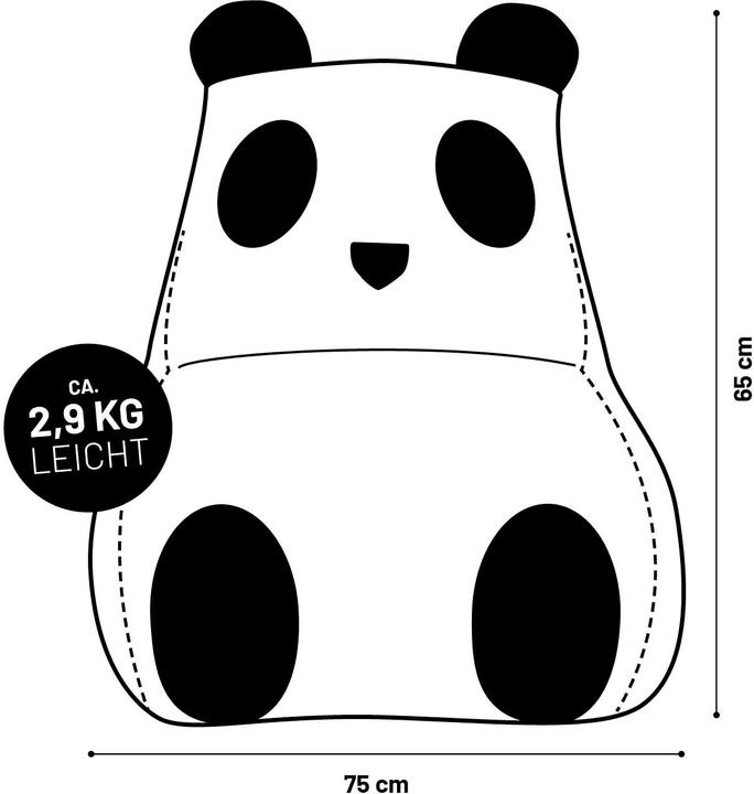 Produktbild Lumaland Sitzsack Panda 180 L, 75 x 65 cm