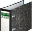 Produktbild Elba Ordner rado DIN A5 quer, Rückenbreite: 75 mm, schwarz Einband mit Wolkenmarmor-Papier überzogen, gek