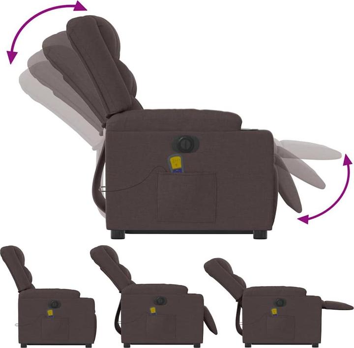 Image du produit VidaXL Fauteuil de massage électrique releveur Marron foncé Tissu