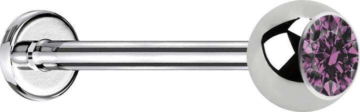 Produktbild Star Piercing Micro Labret silber mit Kugel und Kristall hellviolett (Chirurgenstahl 316L, ohne Messing)