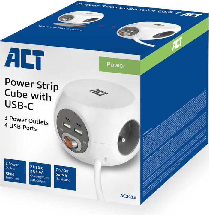 Actual product image Power Socket Cube (7 x, CEE 7/7, 1.50 m)