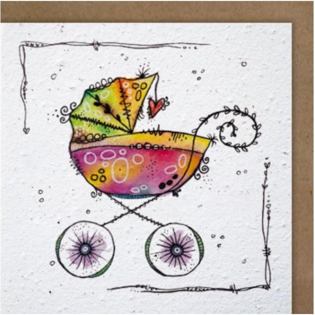 Produktbild Hervorragend Grusskarte Kinderwagen - Growing-Paper Card (1 Stk.)