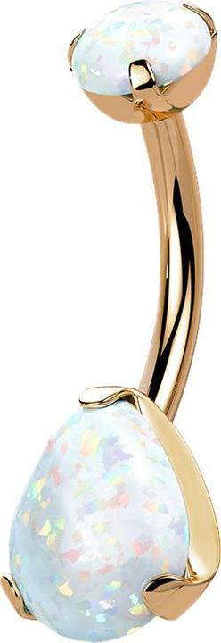 Produktbild Star Piercing Banane rosegold mit Opal und Opal Tropfen weiss (Titan G23, ohne Messing)