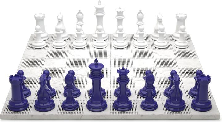 Actual product image Skyline Chess Chess Game - Wooden Series - Blue Vs White (with Marble Gradient Square)