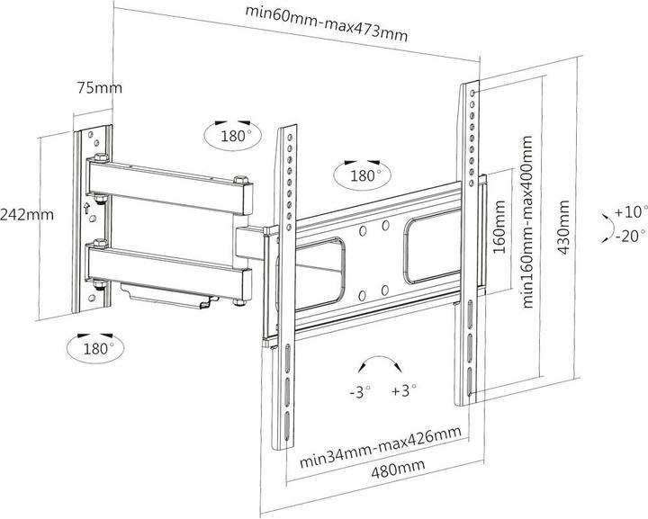 Actual product image InLine 23109a (Wall, 55", 50 kg)