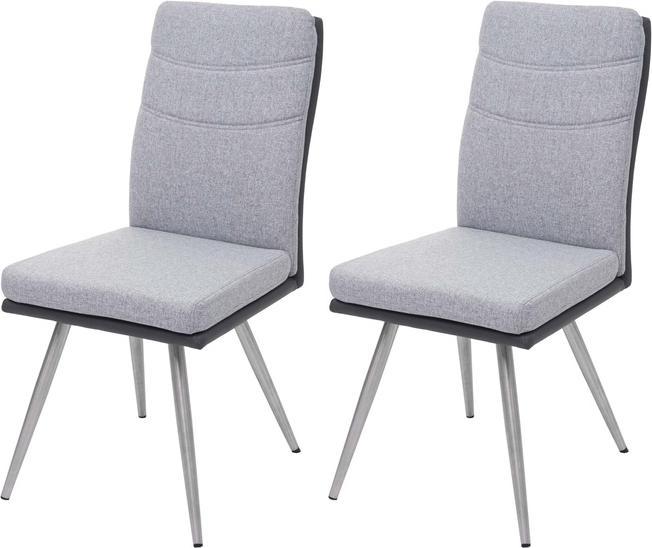 Produktbild Mendler 2x Esszimmerstuhl HWC-G54, Küchenstuhl Stuhl, Textil/Kunstleder Edelstahl gebürstet grau