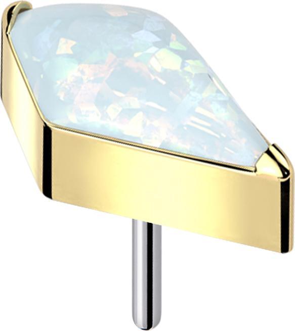 Produktbild Star Piercing Threadless Diamant vergoldet mit Opal weiss (Titan G23, ohne Messing)