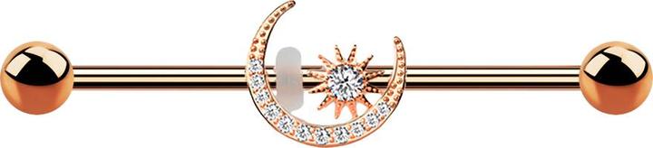 Image du produit Star Piercing Barbell rosegold mit Mond und Stern (Acier chirurgical 316L, Laiton)