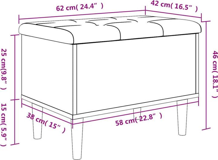 Produktbild VidaXL Sitzbank mit Stauraum Braun Eichen-Optik 62x42x46 (42 cm)