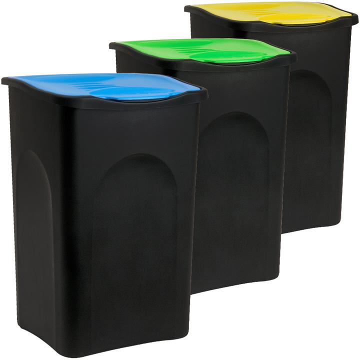 Immagine prodotto Deuba 3 contenitori per rifiuti con coperchio con cernier (50 l)