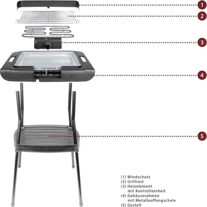 Produktbild Clatronic BQS 3508 Elektrischer Gartengrill 2000 W 24,5 cm x 35,5 cm (2 kW)