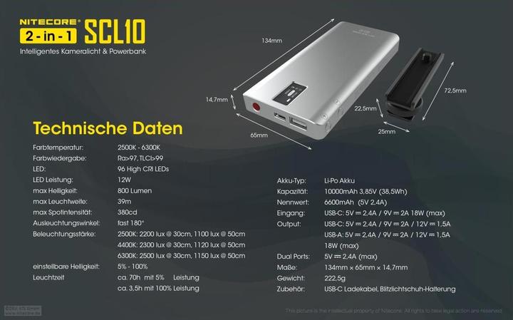 Image du produit Nitecore SCL10 Kameralicht (Autres lumières permanentes)