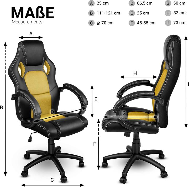 Produktbild Tresko Racing Chefsessel mit Wippmechanik und gepolsterten Armlehnen