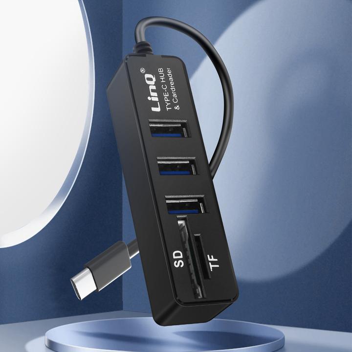 Produktbild LinQ 3 USB-Ports + SD/Micro-SD-Kartenleser (USB-C, 3 Ports)