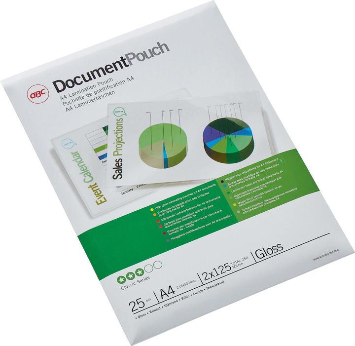 Image du produit GBC POCHES DE DOCUMENTS - Pochettes de film laminées à chaud (A4, 25 pièce(s), 250 µm)
