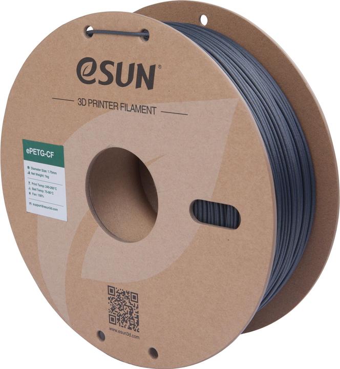 eSUN ePETG-CF Carbon Grau Filament 1.75mm 1Kg (PETG, 1.75 mm, 1000 g, Grau)