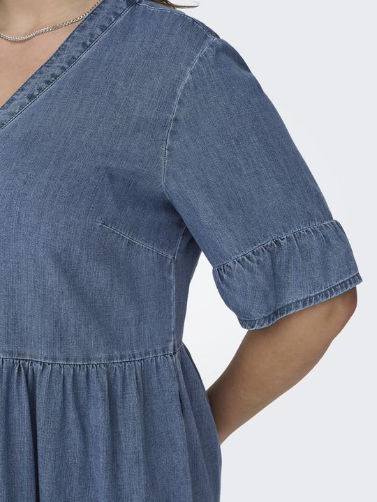 Actual product image Only Loose fit V-neck bell sleeves short dress denim dress (44)