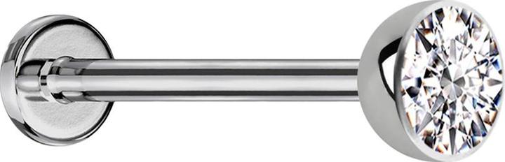 Actual product image Star Piercing Micro Threadless Labret silber Halbkugel mit Kristall silber (Titanium G23, without brass)