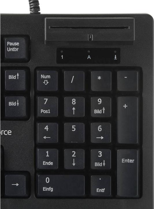 Actual product image Renkforce RF-CKB-200 USB Keyboard German, QWERTZ Black Smart card reader (DE, Cable)