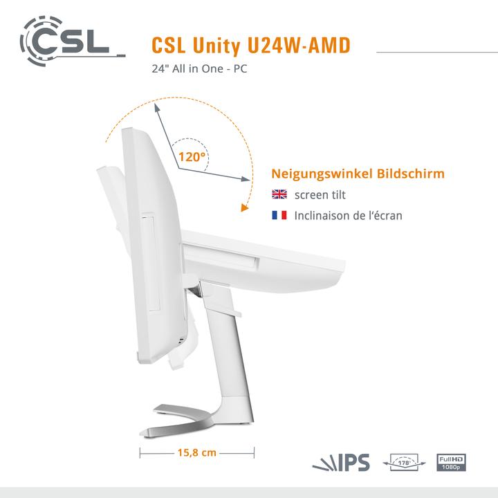 Immagine prodotto CSL PC All-in-One Unity U24W-AMD / 5700G / 1000 GB / 16 GB / Windows 11 Home (AMD Ryzen 7 5700G, 16 GB, 1000 GB, AMD Radeon Graphics)