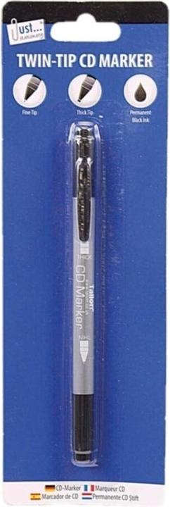 Actual product image Tallon Twin Tip Permanent Marker Pen (Black/Silver)